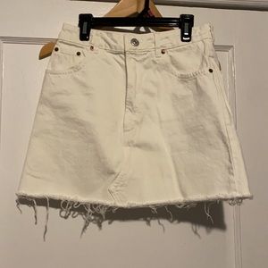 Zara white distressed jean skirt